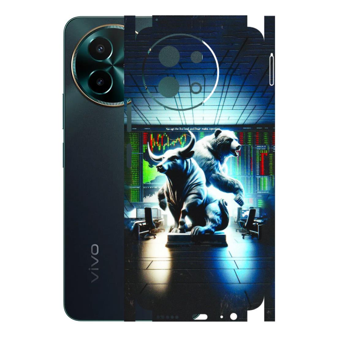 VIVO Y Series Phone Skins (All Models) - Stock Market Sensex Bear vs Bulls - 3D Embossed Finish (L-15) Vivo Y58 5G
