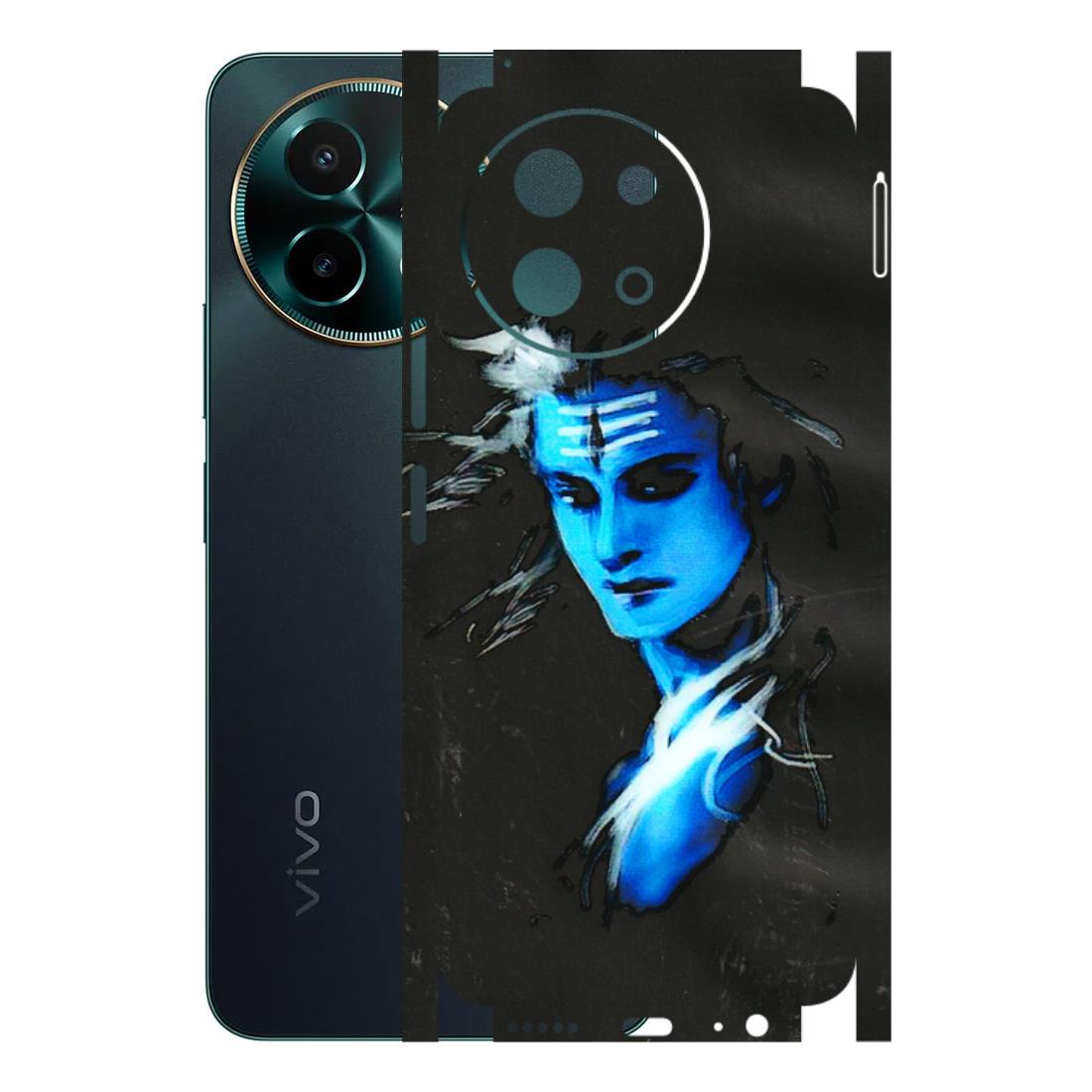 VIVO Y Series Phone Skins (All Models) - Har Har Mahadev Blue/Black - 3D Embossed Finish (L-185) Vivo Y58 5G