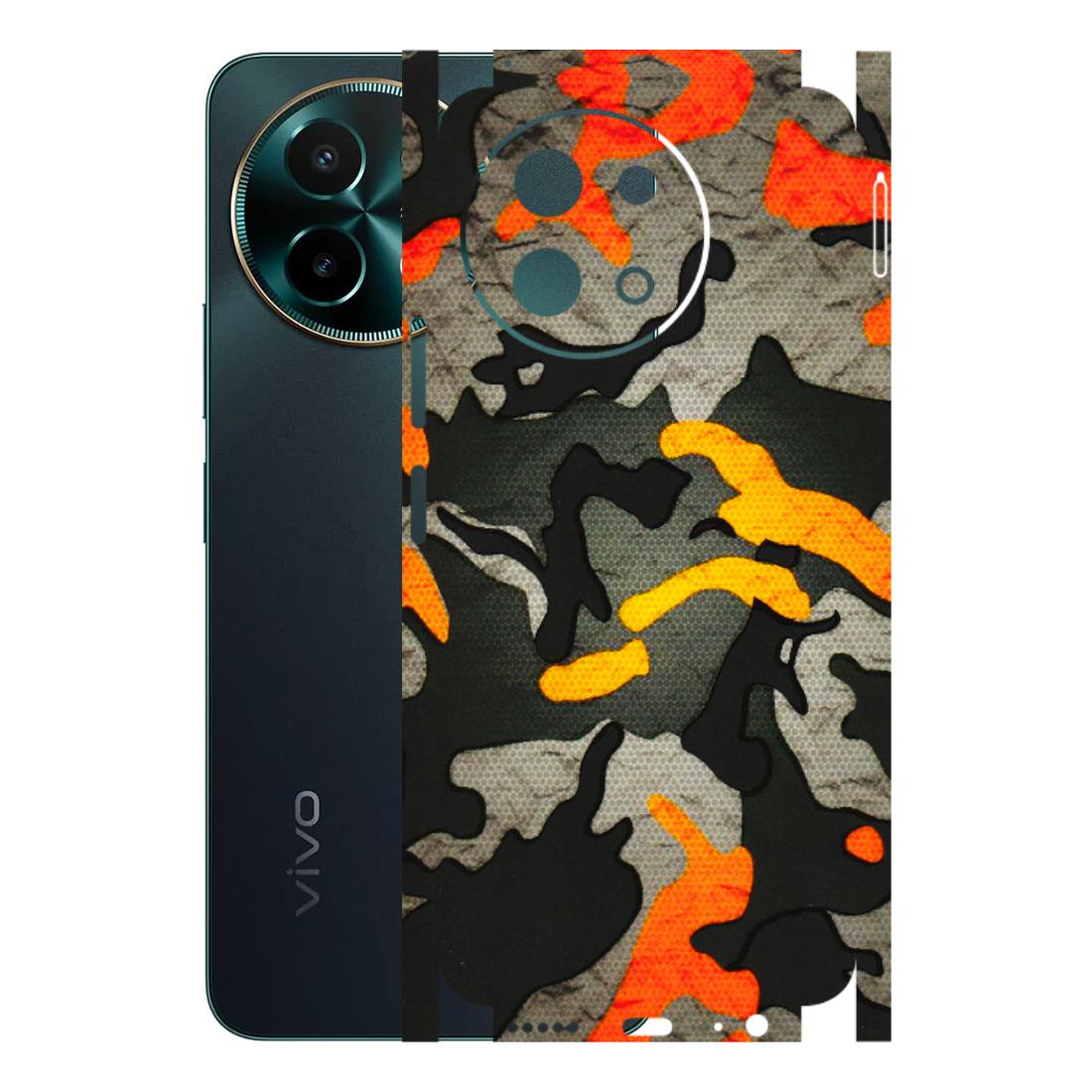 VIVO Y Series Phone Skins (All Models) - Orange Camouflage - 3D Embossed Finish (L-204) Vivo Y58 5G