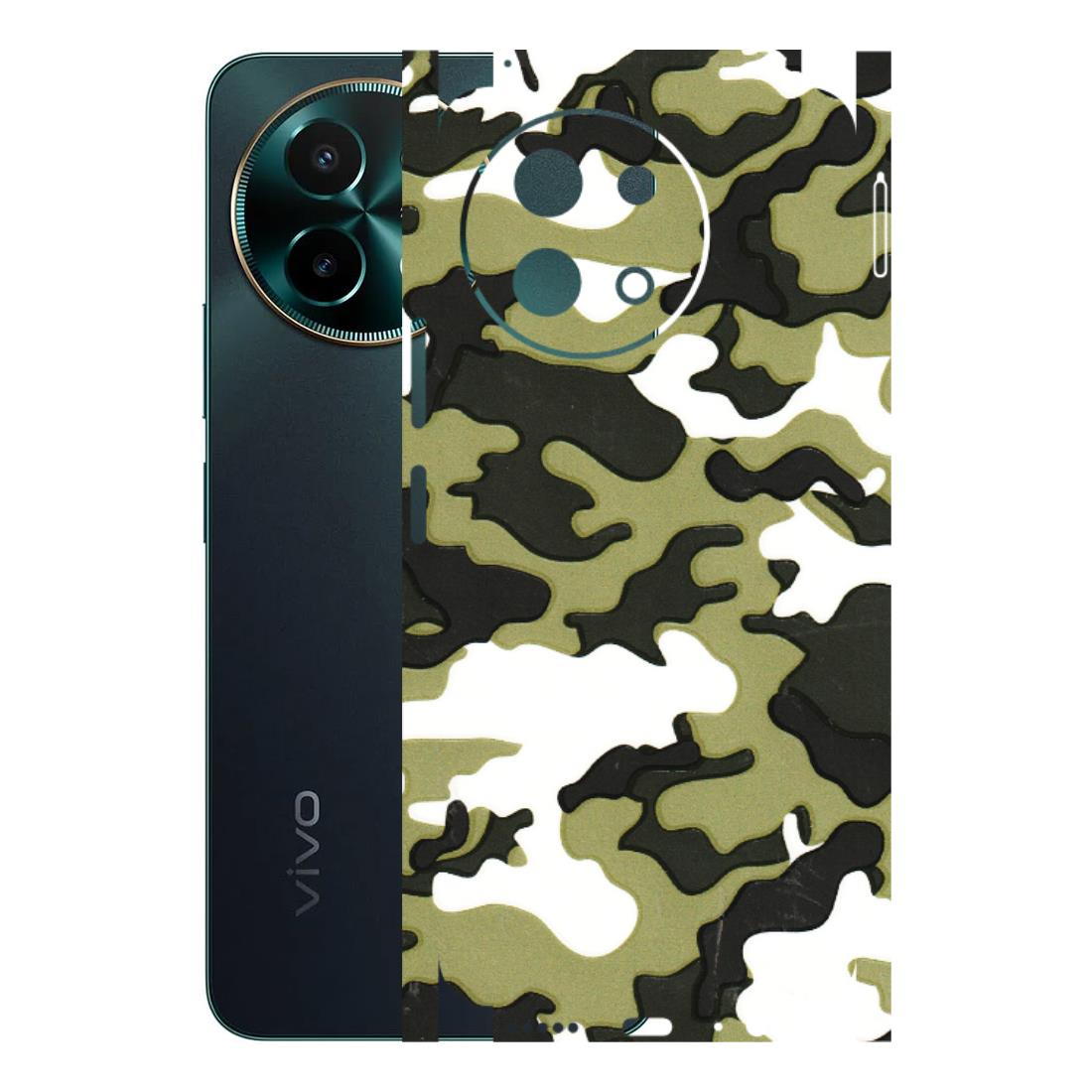 VIVO Y Series Phone Skins (All Models) - Camouflages White And Green - 3D Embossed Finish (L-243) Vivo Y58 5G