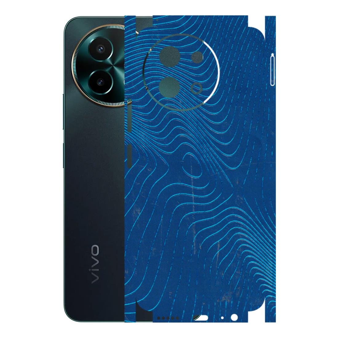 VIVO Y Series Phone Skins (All Models) - Abstract Blue Line Map - 3D Embossed Finish (L-272) Vivo Y58 5G