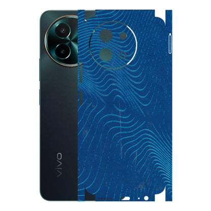 VIVO Y Series Phone Skins (All Models) - Abstract Blue Line Map - 3D Embossed Finish (L-272) Vivo Y58 5G