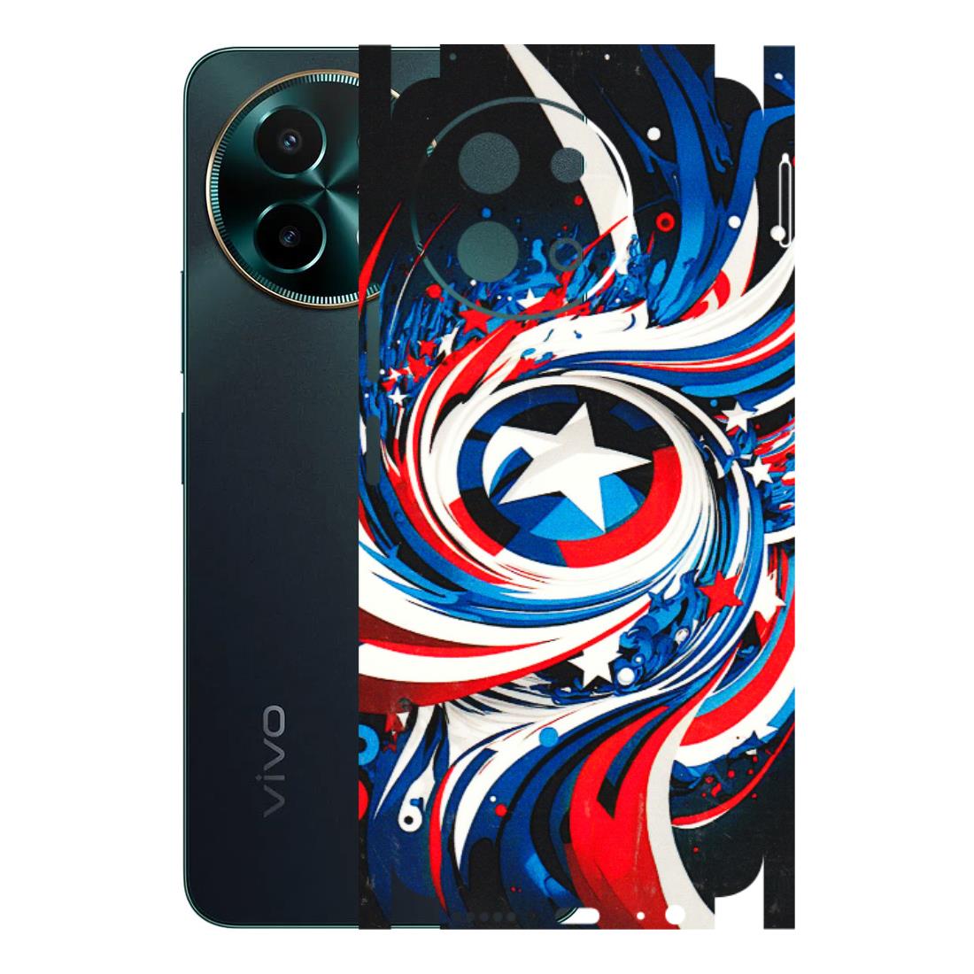 VIVO Y Series Phone Skins (All Models) - Captain America Logo - 3D Embossed Finish (L-307) Vivo Y58 5G