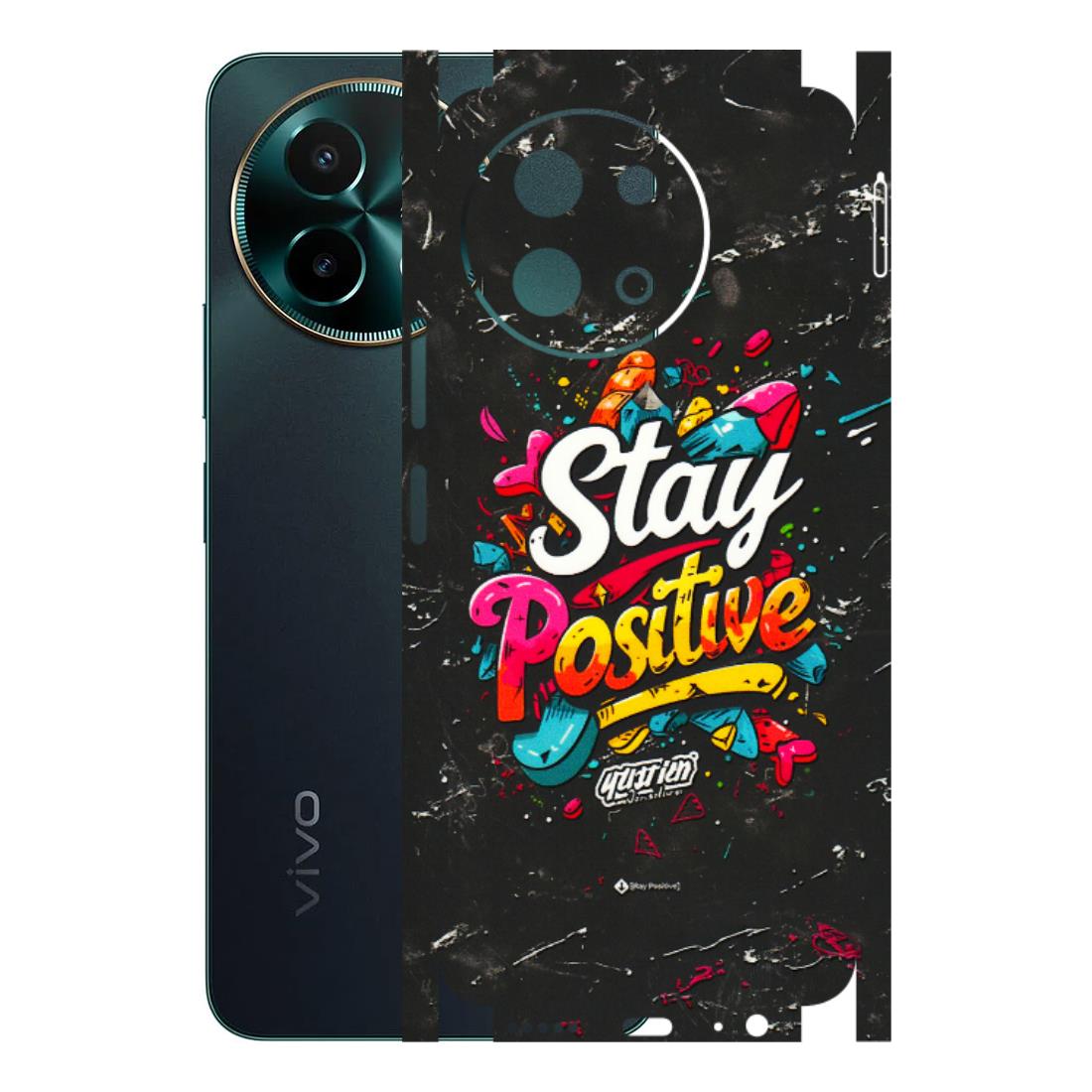 VIVO Y Series Phone Skins (All Models) - Stay Positive Black - 3D Embossed Finish (L-31) Vivo Y58 5G