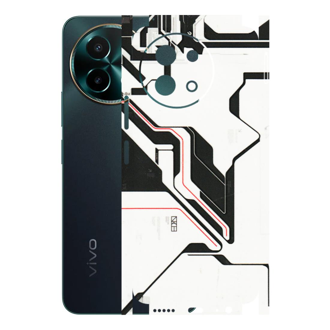 VIVO Y Series Phone Skins (All Models) - White Techy Logo - 3D Embossed Finish (L-312) Vivo Y58 5G