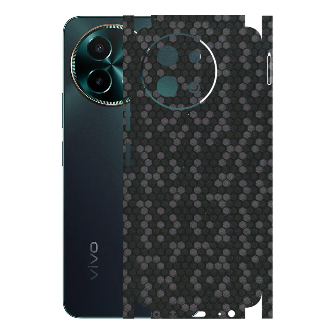 VIVO Y Series Phone Skins (All Models) - Black Grey Honeycomb Sober - 3D Embossed Finish (L-85) Vivo Y58 5G