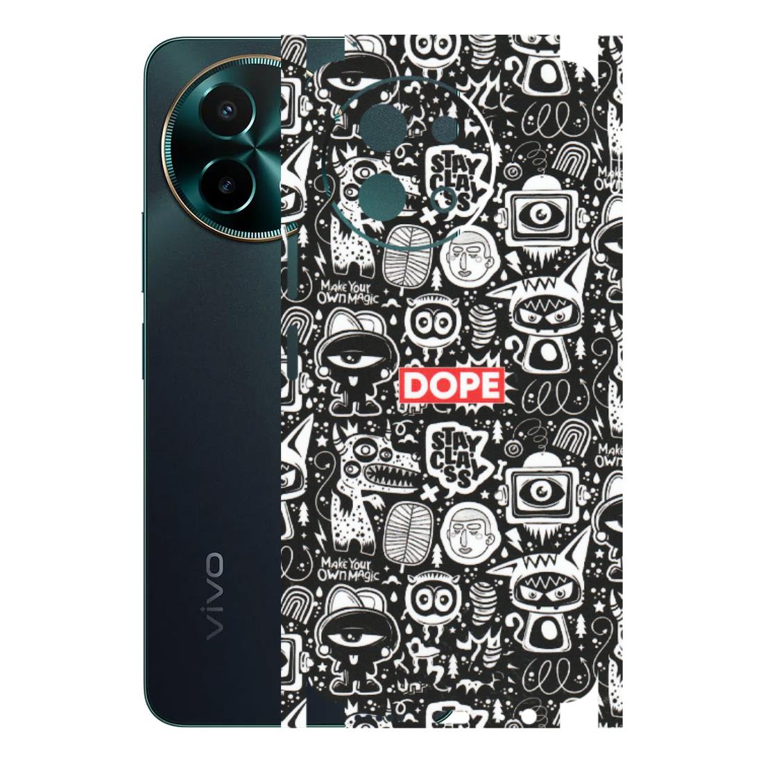 VIVO Y Series Phone Skins (All Models) - Dope Stay Classy Black Doodles - Matte Finish (M-126) Vivo Y58 5G