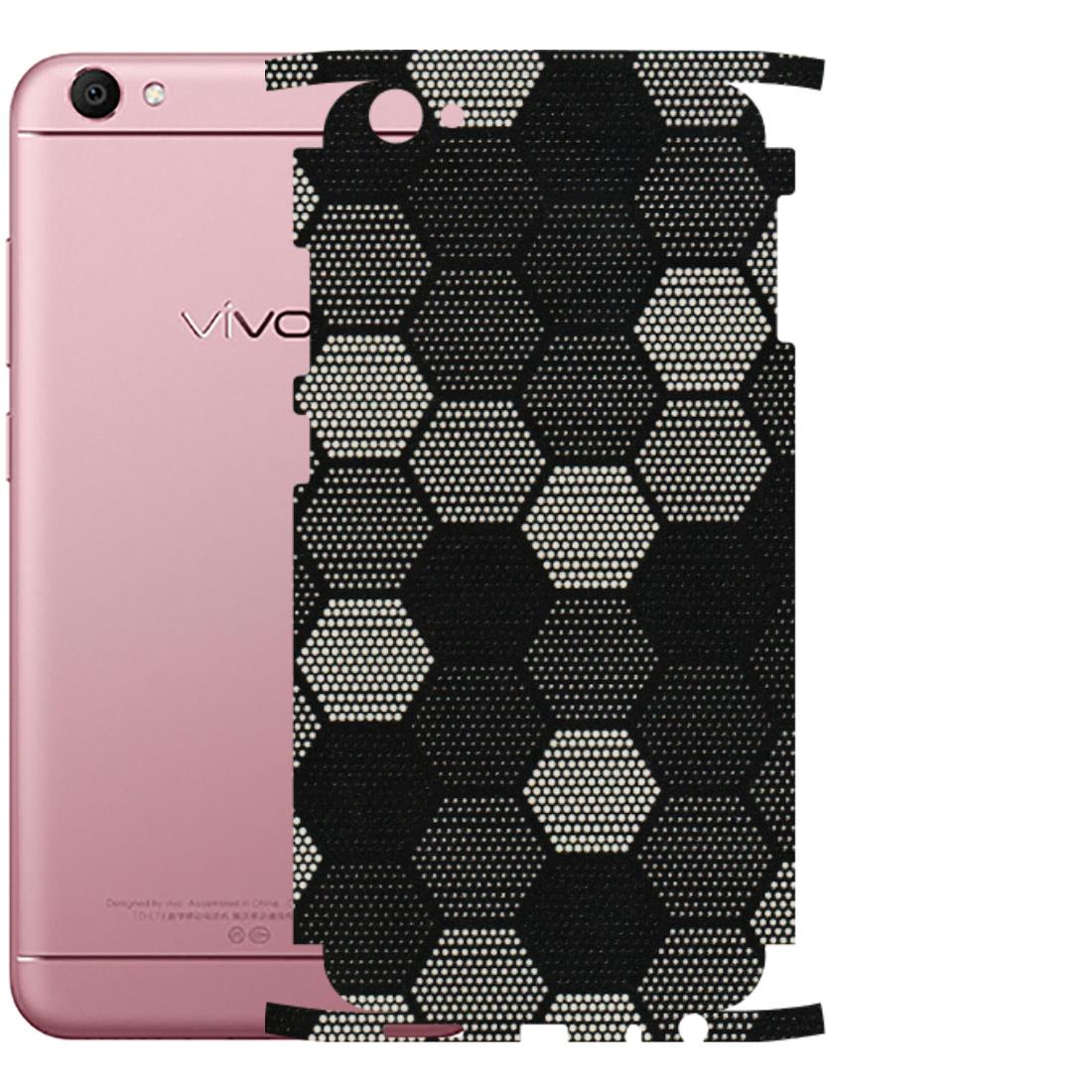 VIVO Y Series Phone Skins (All Models) - Black & White Dotted Honeycomb Texture - 3D Embossed Finish (L-202) Vivo Y66