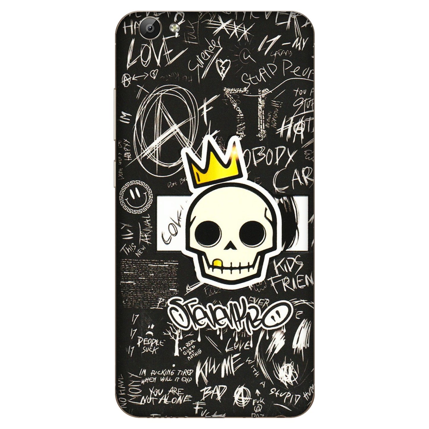 VIVO Y Series Phone Skins (All Models) - Funny Skull Black Chalk Grafitti - 3D Embossed Finish (L-22) Vivo Y66