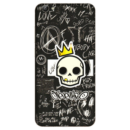 VIVO Y Series Phone Skins (All Models) - Funny Skull Black Chalk Grafitti - 3D Embossed Finish (L-22) Vivo Y66