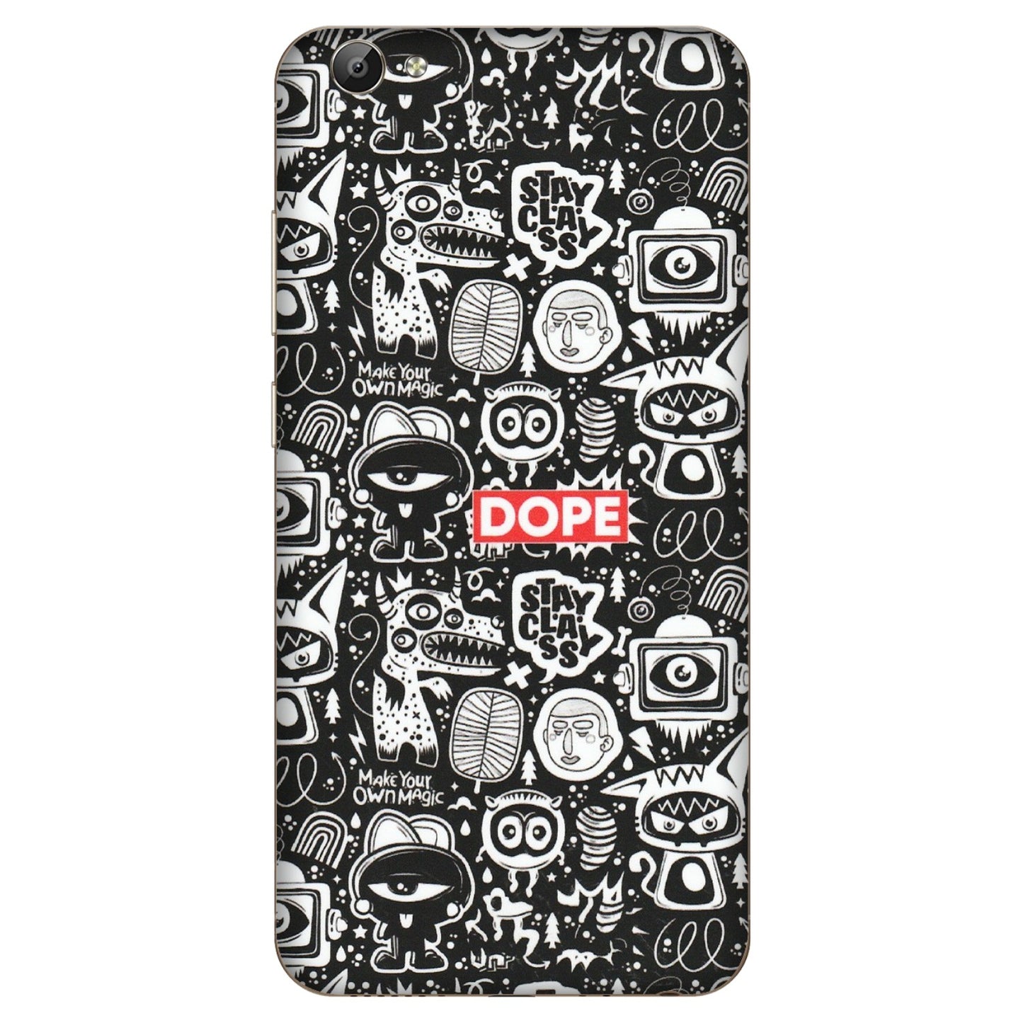 VIVO Y Series Phone Skins (All Models) - Dope Stay Classy Black Doodles - Matte Finish (M-126) Vivo Y66