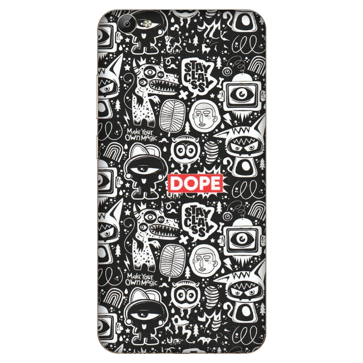 VIVO Y Series Phone Skins (All Models) - Dope Stay Classy Black Doodles - Matte Finish (M-126) Vivo Y66