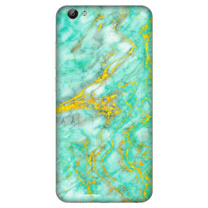 VIVO Y Series Phone Skins (All Models) - Green And Gold Marble Feel - Matte Finish (M-16) Vivo Y66