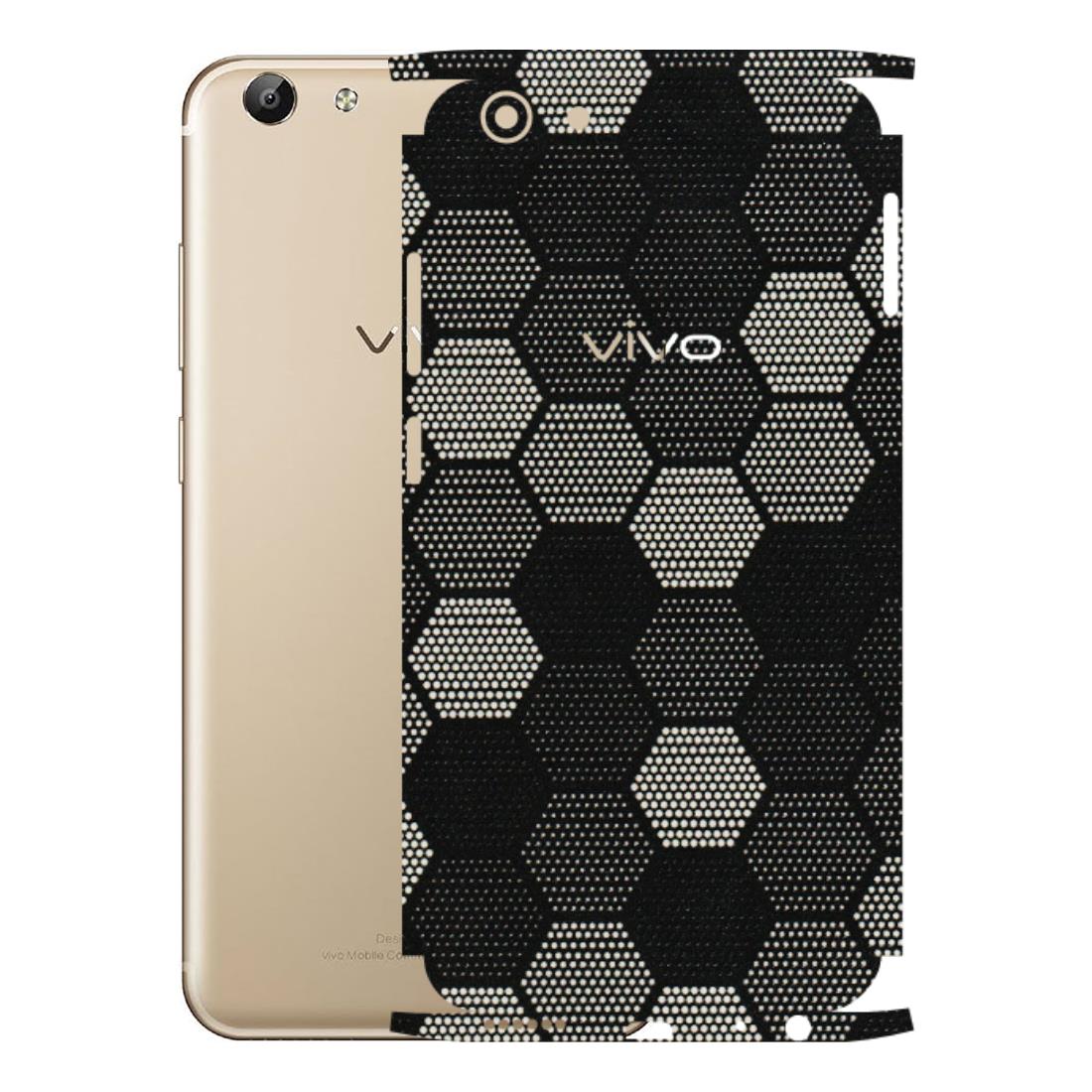 VIVO Y Series Phone Skins (All Models) - Black & White Dotted Honeycomb Texture - 3D Embossed Finish (L-202) Vivo Y69
