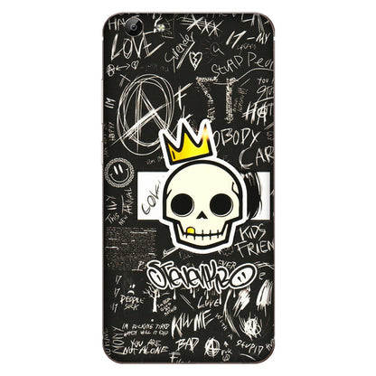 VIVO Y Series Phone Skins (All Models) - Funny Skull Black Chalk Grafitti - 3D Embossed Finish (L-22) Vivo Y69