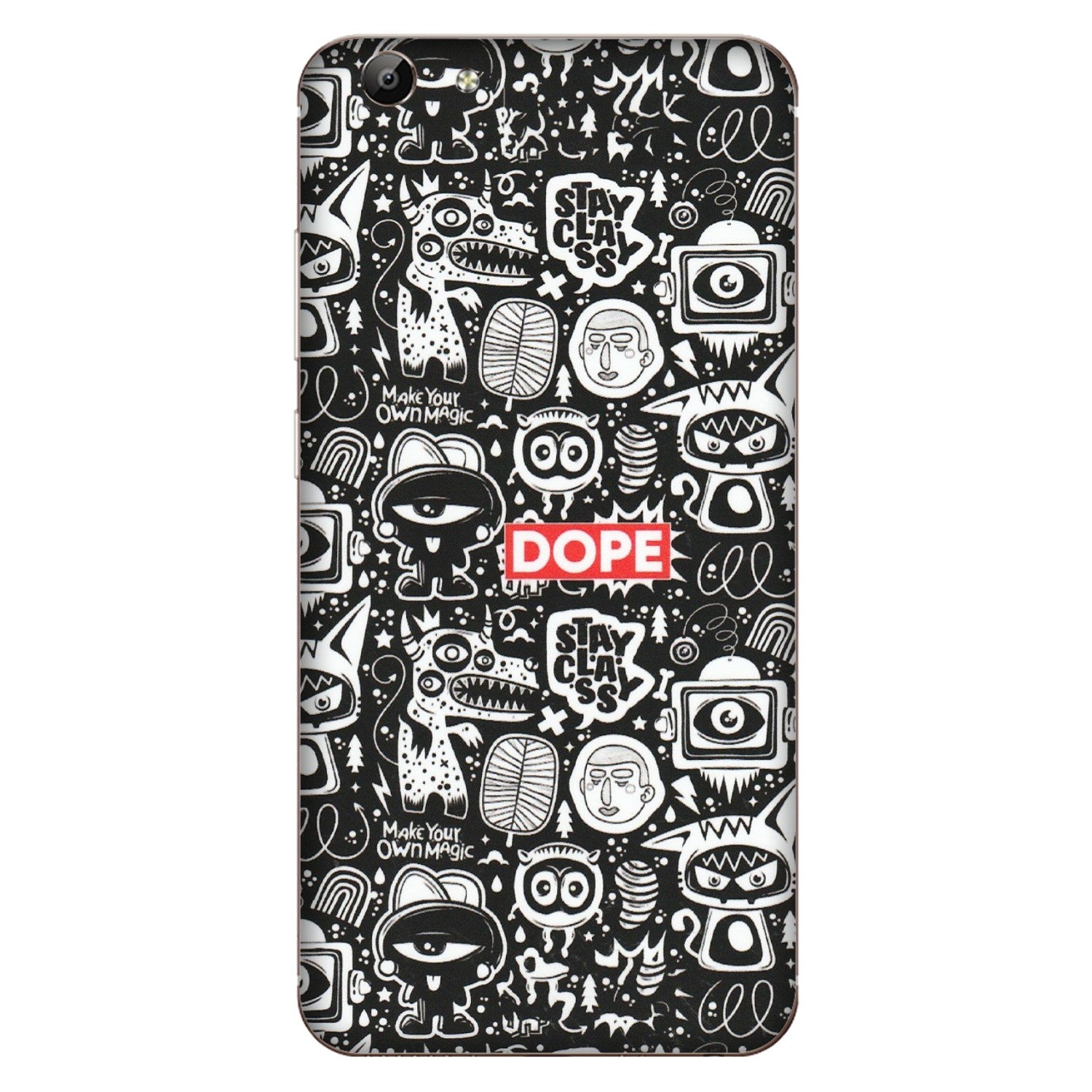 VIVO Y Series Phone Skins (All Models) - Dope Stay Classy Black Doodles - Matte Finish (M-126) Vivo Y69