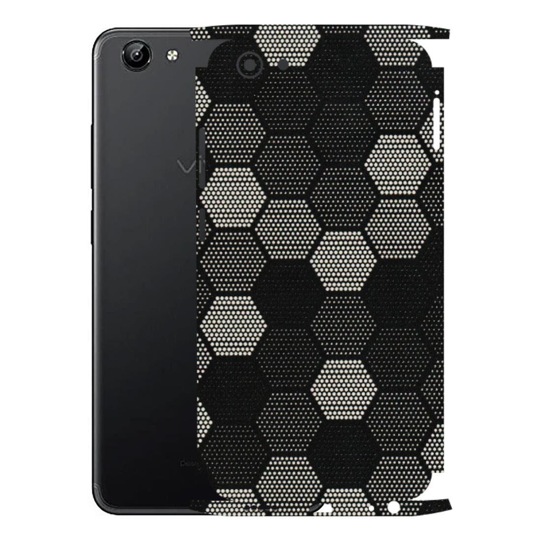 VIVO Y Series Phone Skins (All Models) - Black & White Dotted Honeycomb Texture - 3D Embossed Finish (L-202) Vivo Y71