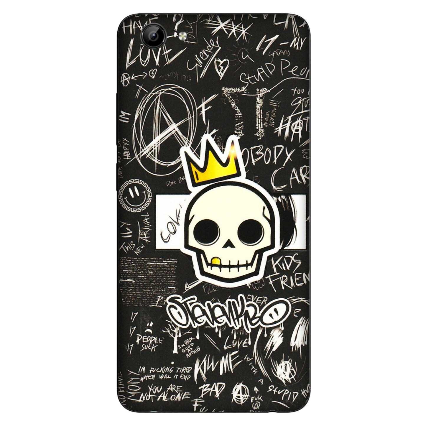 VIVO Y Series Phone Skins (All Models) - Funny Skull Black Chalk Grafitti - 3D Embossed Finish (L-22) Vivo Y71