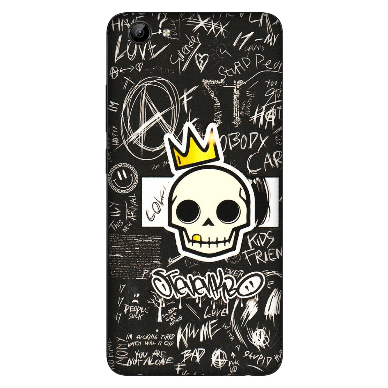 VIVO Y Series Phone Skins (All Models) - Funny Skull Black Chalk Grafitti - 3D Embossed Finish (L-22) Vivo Y71