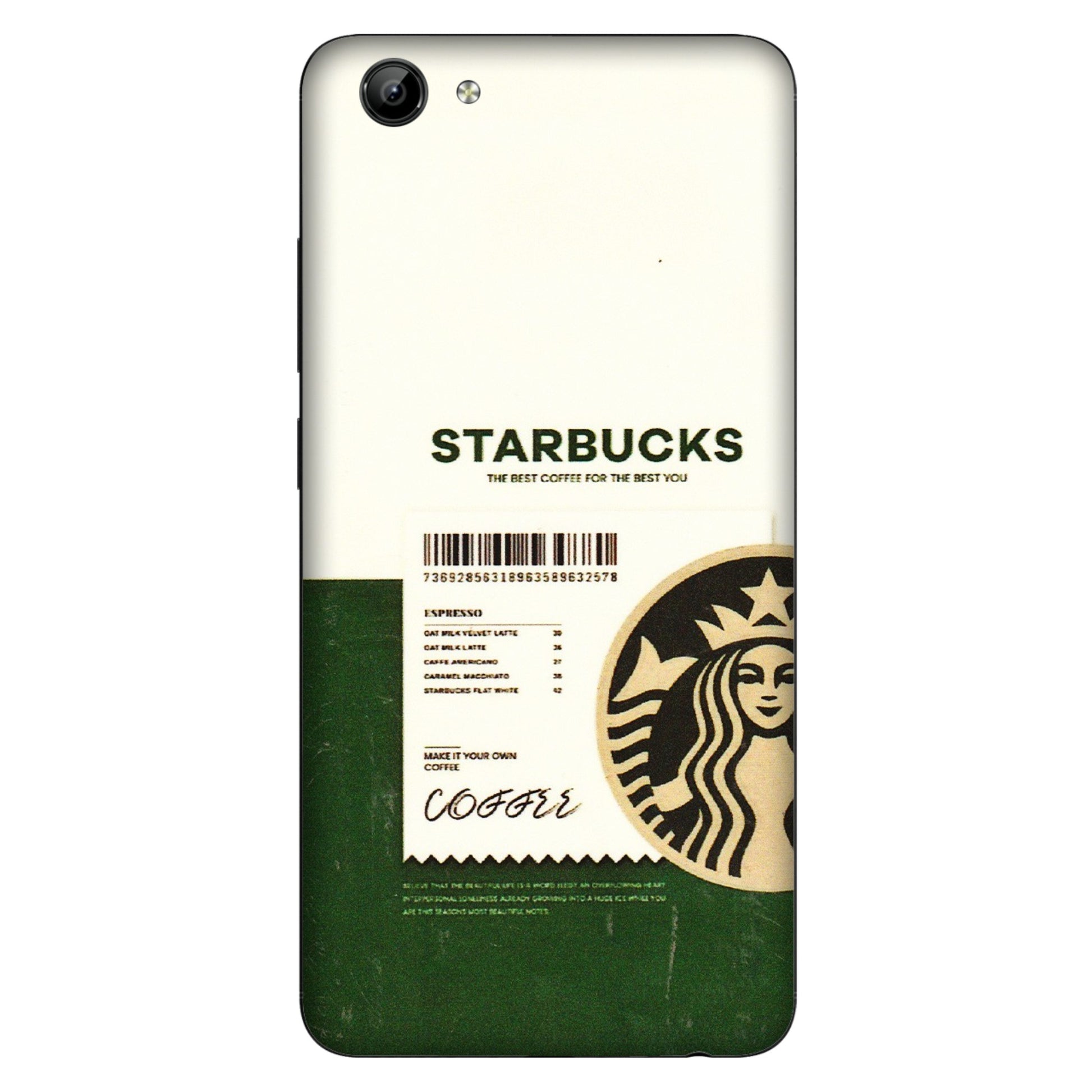 VIVO Y Series Phone Skins (All Models) - Starbucks Barcode - 3D Embossed Finish (L-308) Vivo Y71