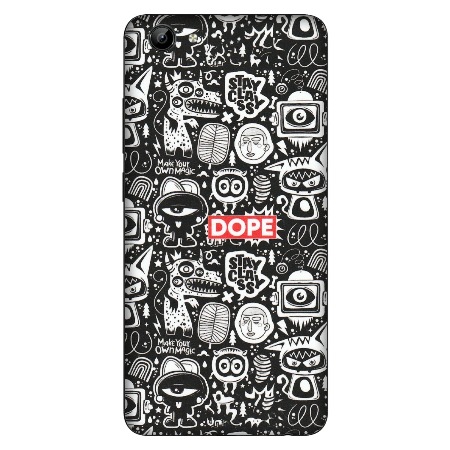 VIVO Y Series Phone Skins (All Models) - Dope Stay Classy Black Doodles - Matte Finish (M-126) Vivo Y71