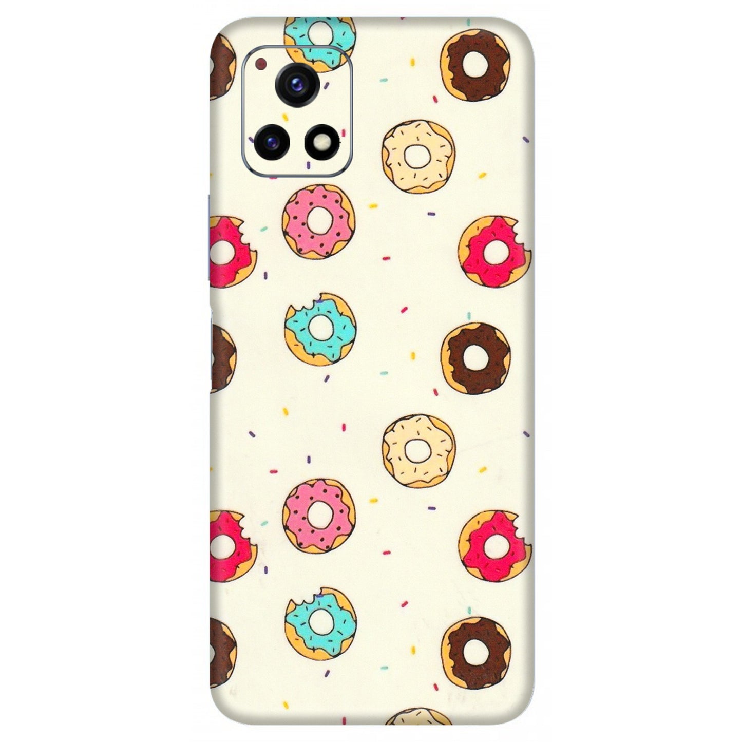 VIVO Y Series Phone Skins (All Models) - Mini Donuts Doodle Art - 3D Embossed Finish (L-122) Vivo Y72 (5G)