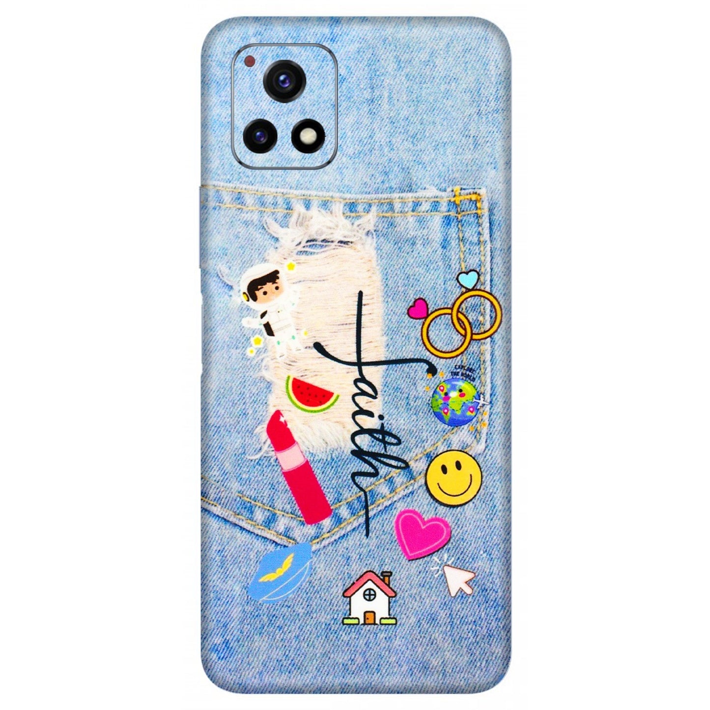 VIVO Y Series Phone Skins (All Models) - Denim Jeans Pocket - 3D Embossed Finish (L-134) Vivo Y72 (5G)