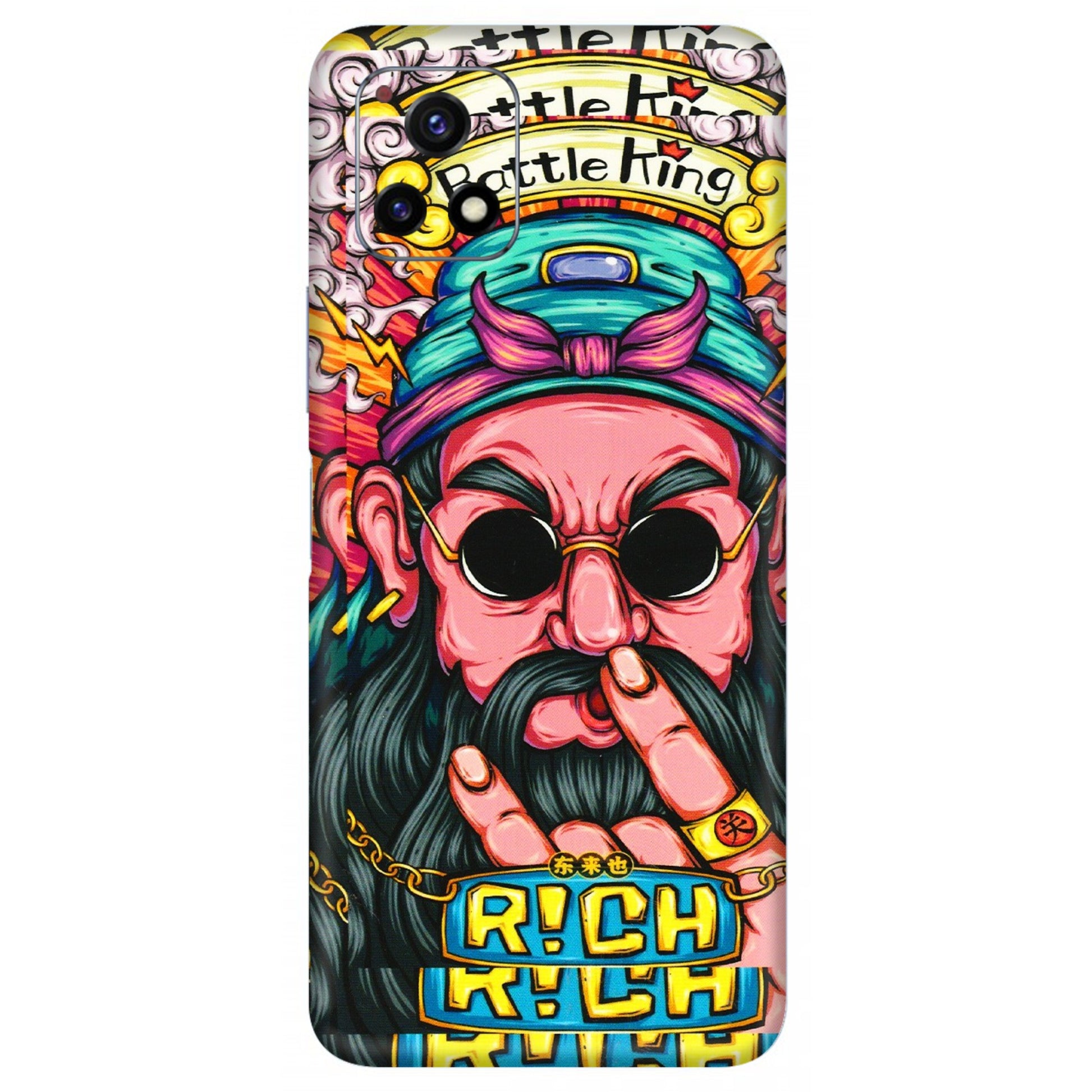 VIVO Y Series Phone Skins (All Models) - Battle King Dude Face - 3D Embossed Finish (L-178) Vivo Y72 (5G)