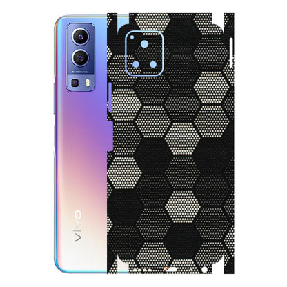 VIVO Y Series Phone Skins (All Models) - Black & White Dotted Honeycomb Texture - 3D Embossed Finish (L-202) Vivo Y72 (5G)