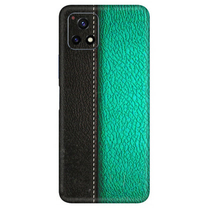 VIVO Y Series Phone Skins (All Models) - Black Green Dual Leather Stich - 3D Embossed Finish (L-233) Vivo Y72 (5G)