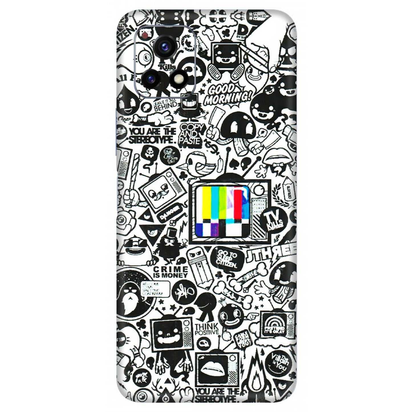 VIVO Y Series Phone Skins (All Models) - Doodles Positive Art - 3D Embossed Finish (L-263) Vivo Y72 (5G)