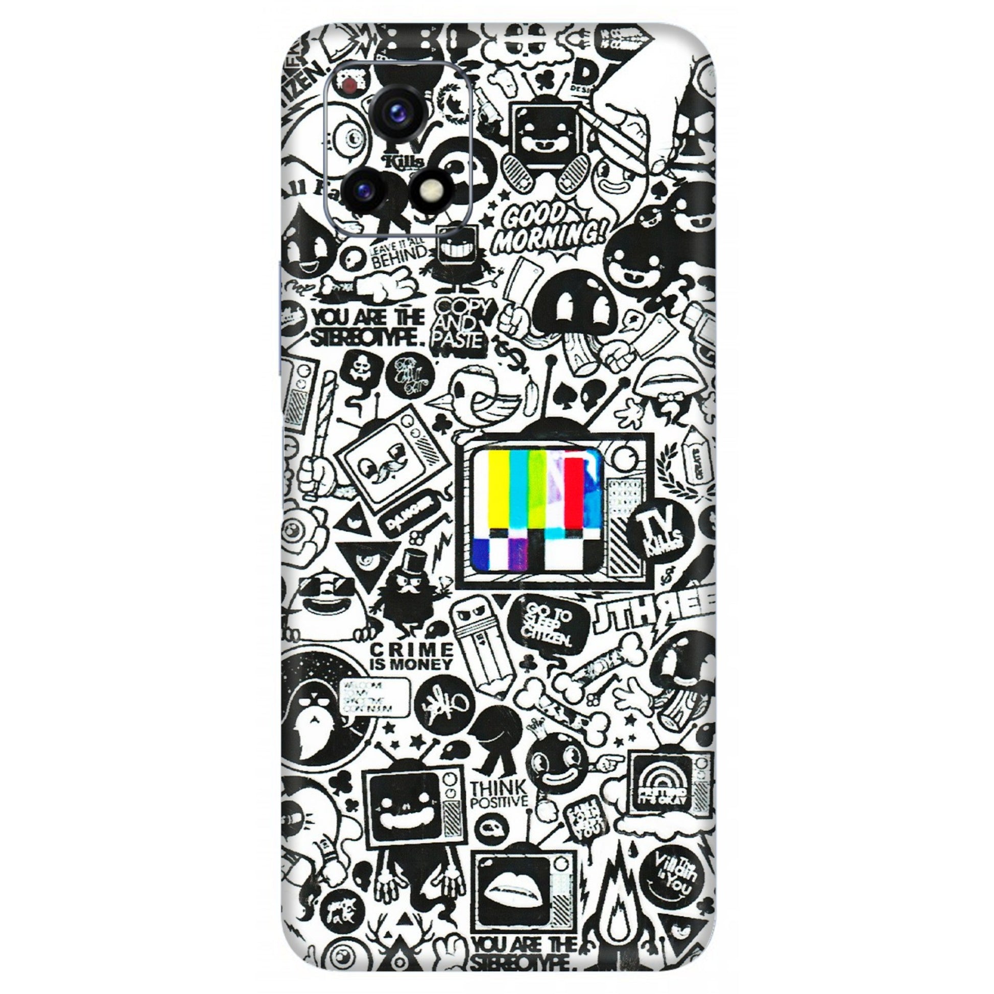 VIVO Y Series Phone Skins (All Models) - Doodles Positive Art - 3D Embossed Finish (L-263) Vivo Y72 (5G)