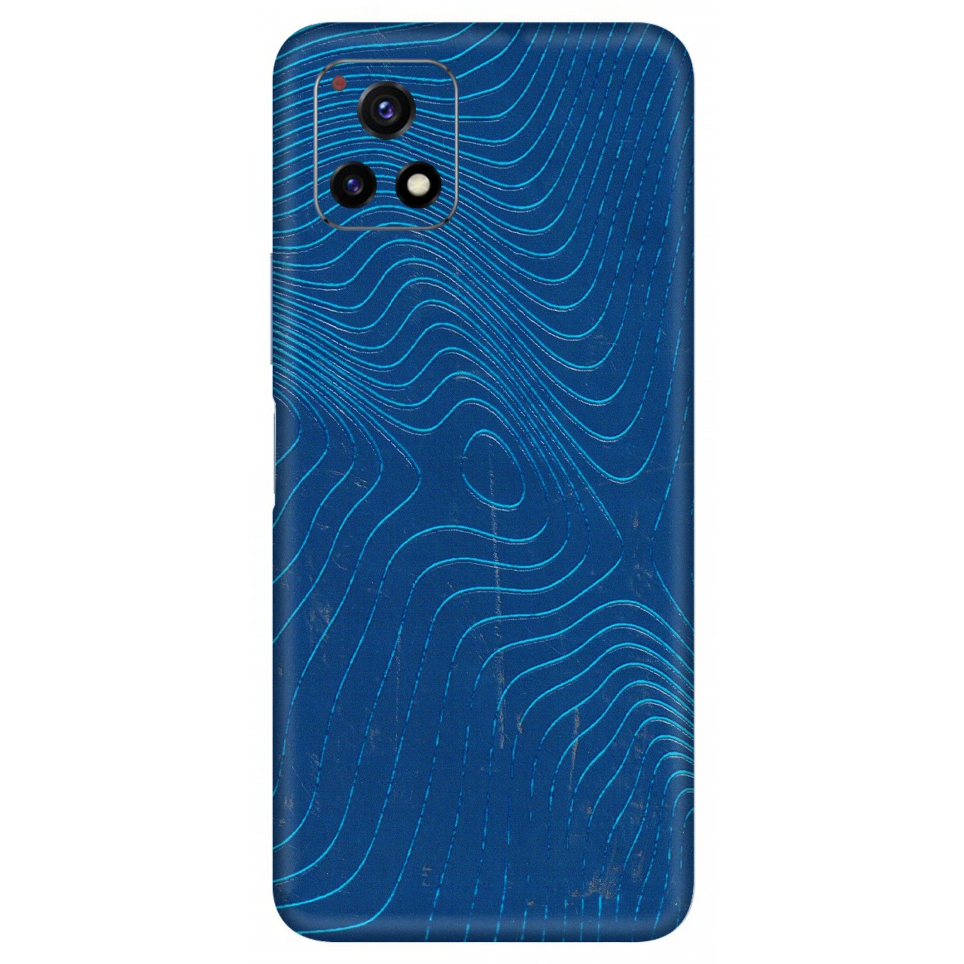 VIVO Y Series Phone Skins (All Models) - Abstract Blue Line Map - 3D Embossed Finish (L-272) Vivo Y72 (5G)