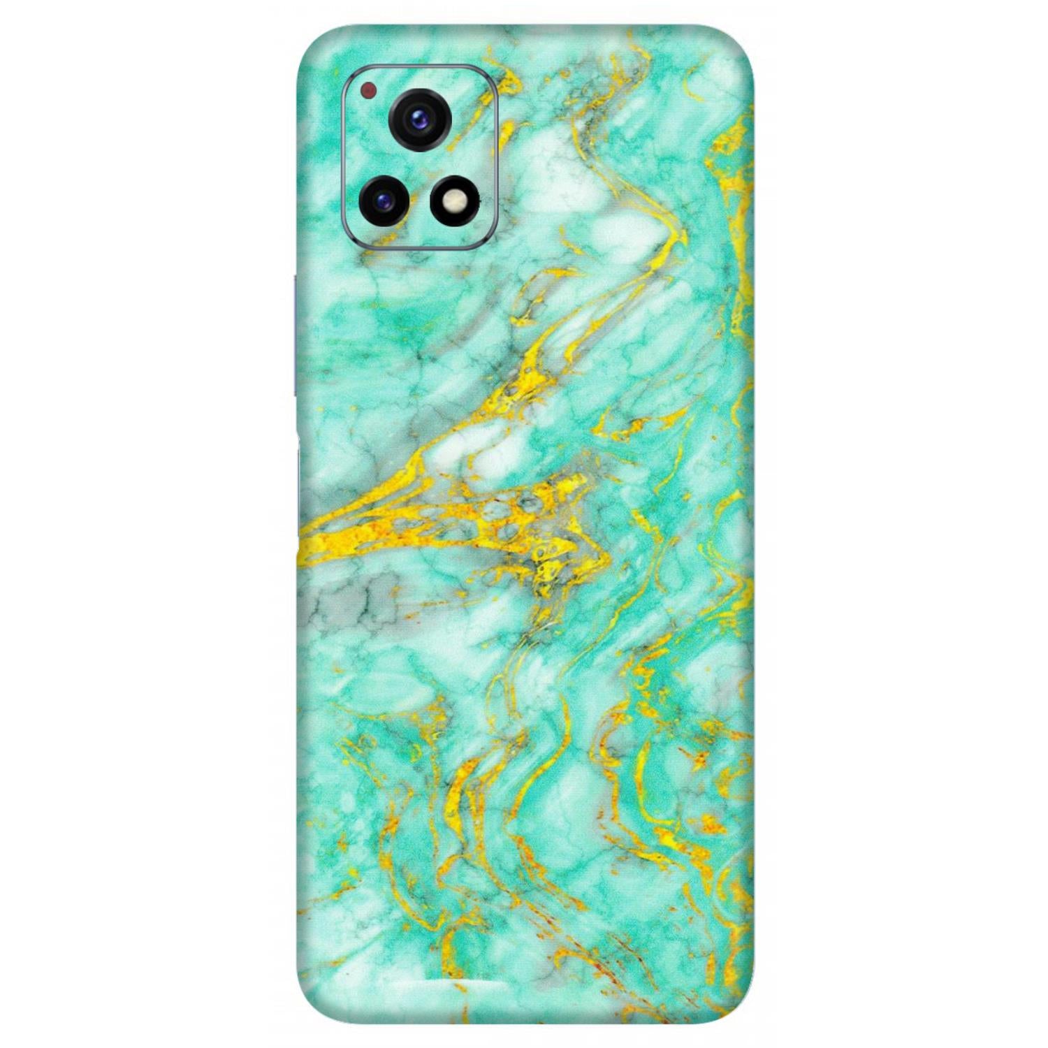 VIVO Y Series Phone Skins (All Models) - Green And Gold Marble Feel - Matte Finish (M-16) Vivo Y72 (5G)