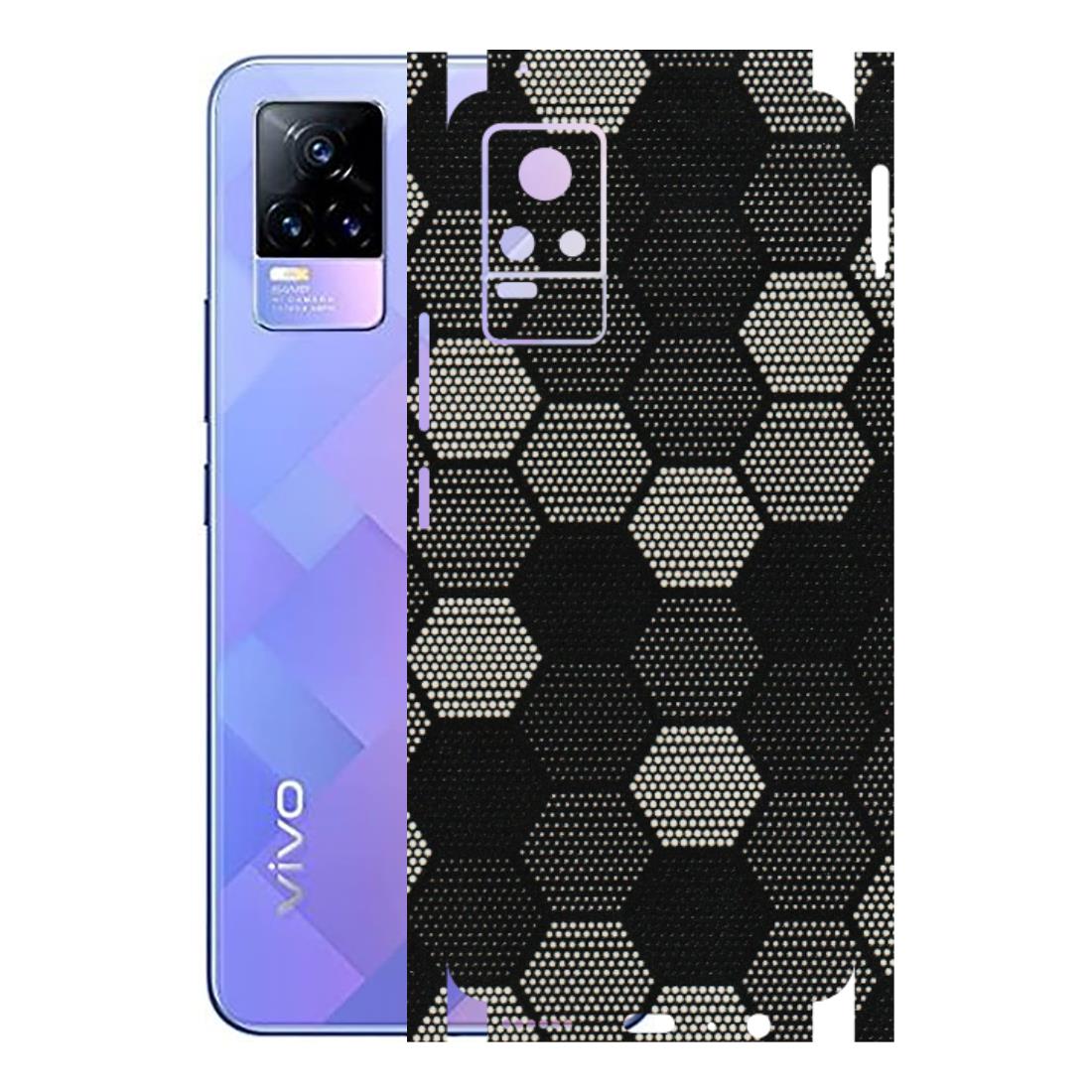 VIVO Y Series Phone Skins (All Models) - Black & White Dotted Honeycomb Texture - 3D Embossed Finish (L-202) Vivo Y73