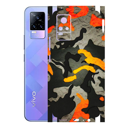VIVO Y Series Phone Skins (All Models) - Orange Camouflage - 3D Embossed Finish (L-204) Vivo Y73