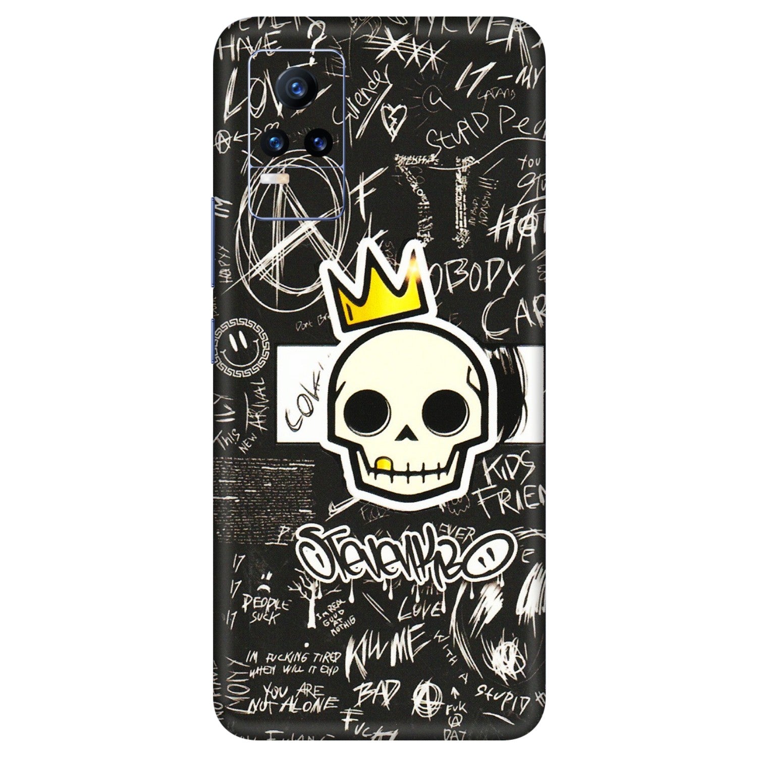VIVO Y Series Phone Skins (All Models) - Funny Skull Black Chalk Grafitti - 3D Embossed Finish (L-22) Vivo Y73