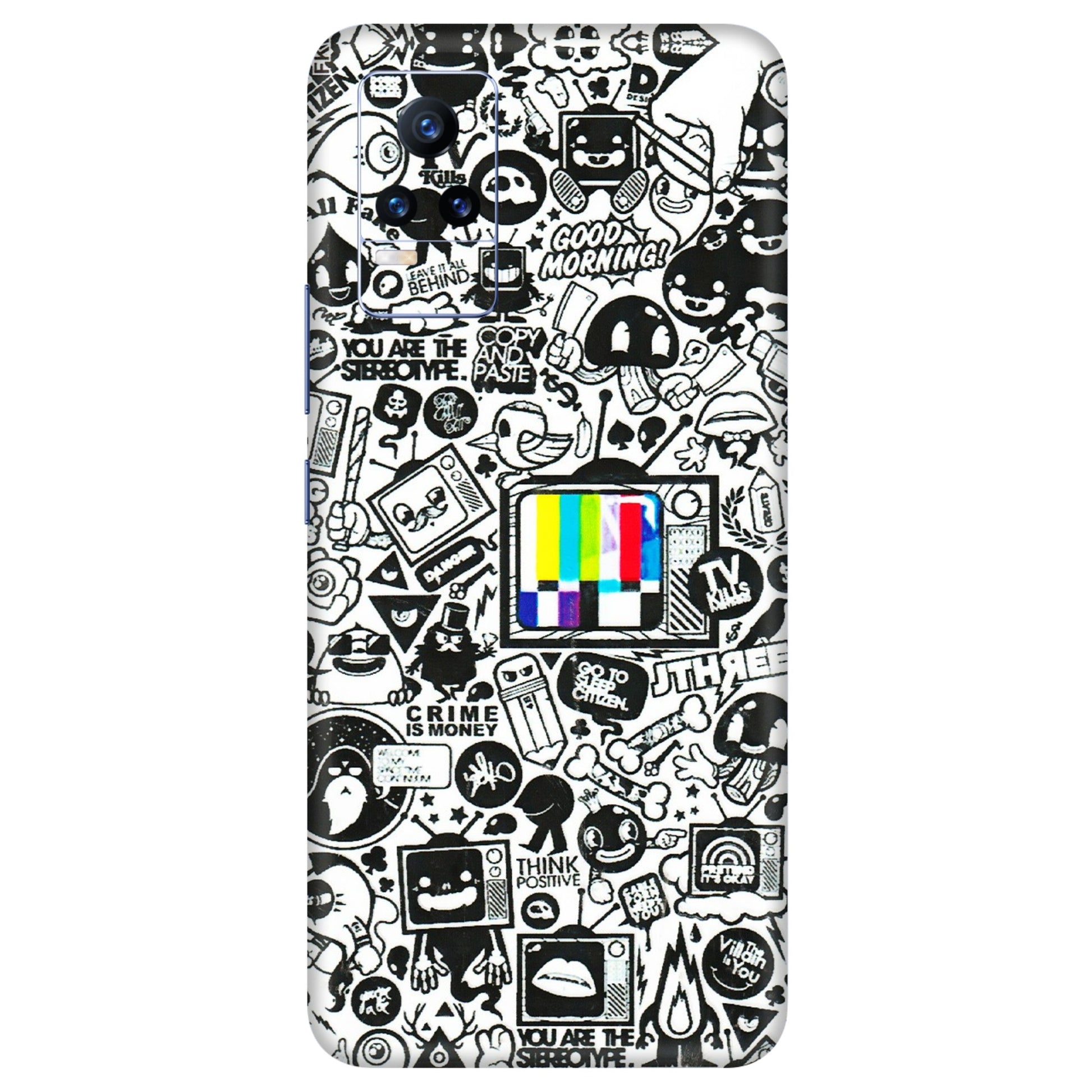 VIVO Y Series Phone Skins (All Models) - Doodles Positive Art - 3D Embossed Finish (L-263) Vivo Y73