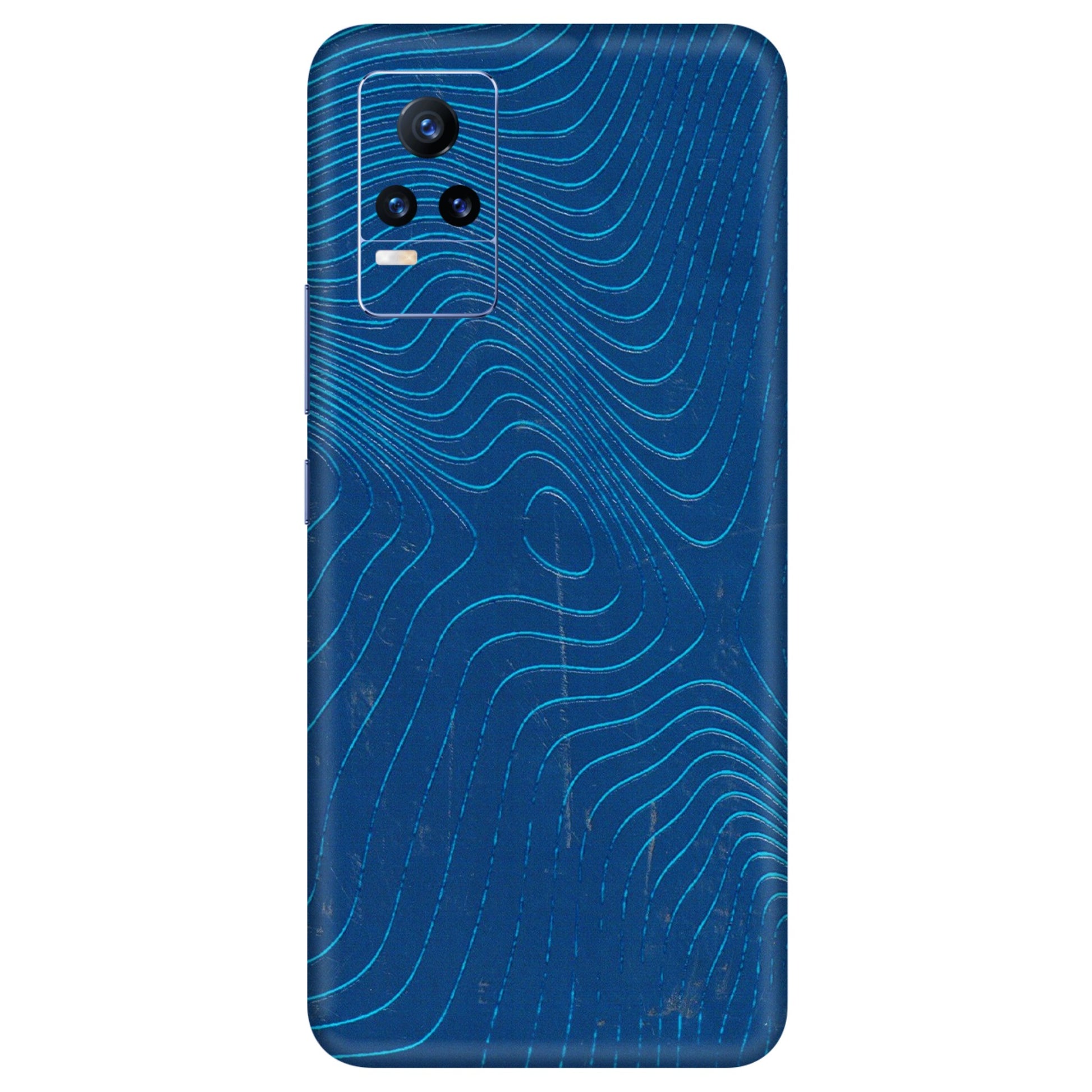 VIVO Y Series Phone Skins (All Models) - Abstract Blue Line Map - 3D Embossed Finish (L-272) Vivo Y73