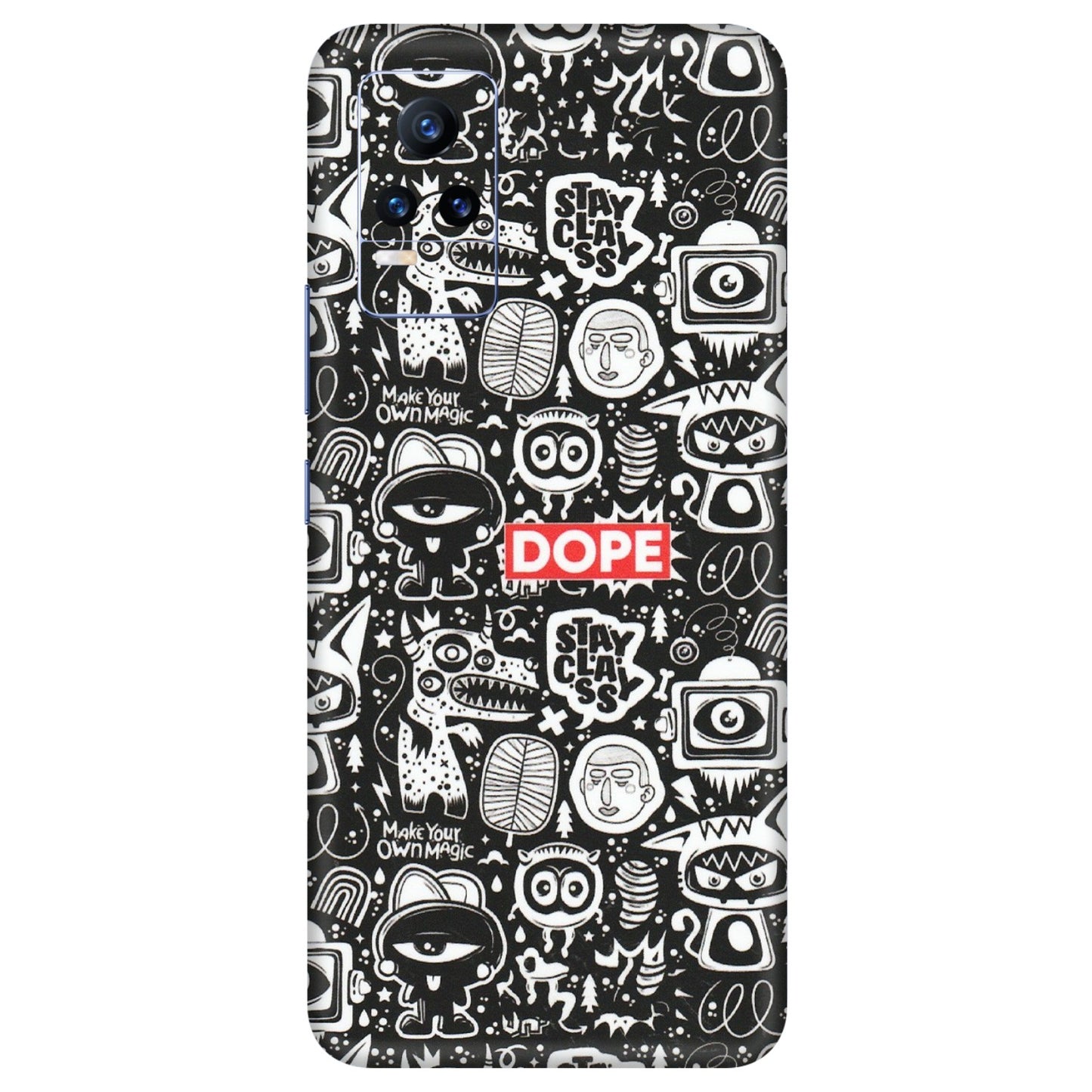 VIVO Y Series Phone Skins (All Models) - Dope Stay Classy Black Doodles - Matte Finish (M-126) Vivo Y73