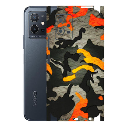 VIVO Y Series Phone Skins (All Models) - Orange Camouflage - 3D Embossed Finish (L-204) Vivo Y75 (5G)