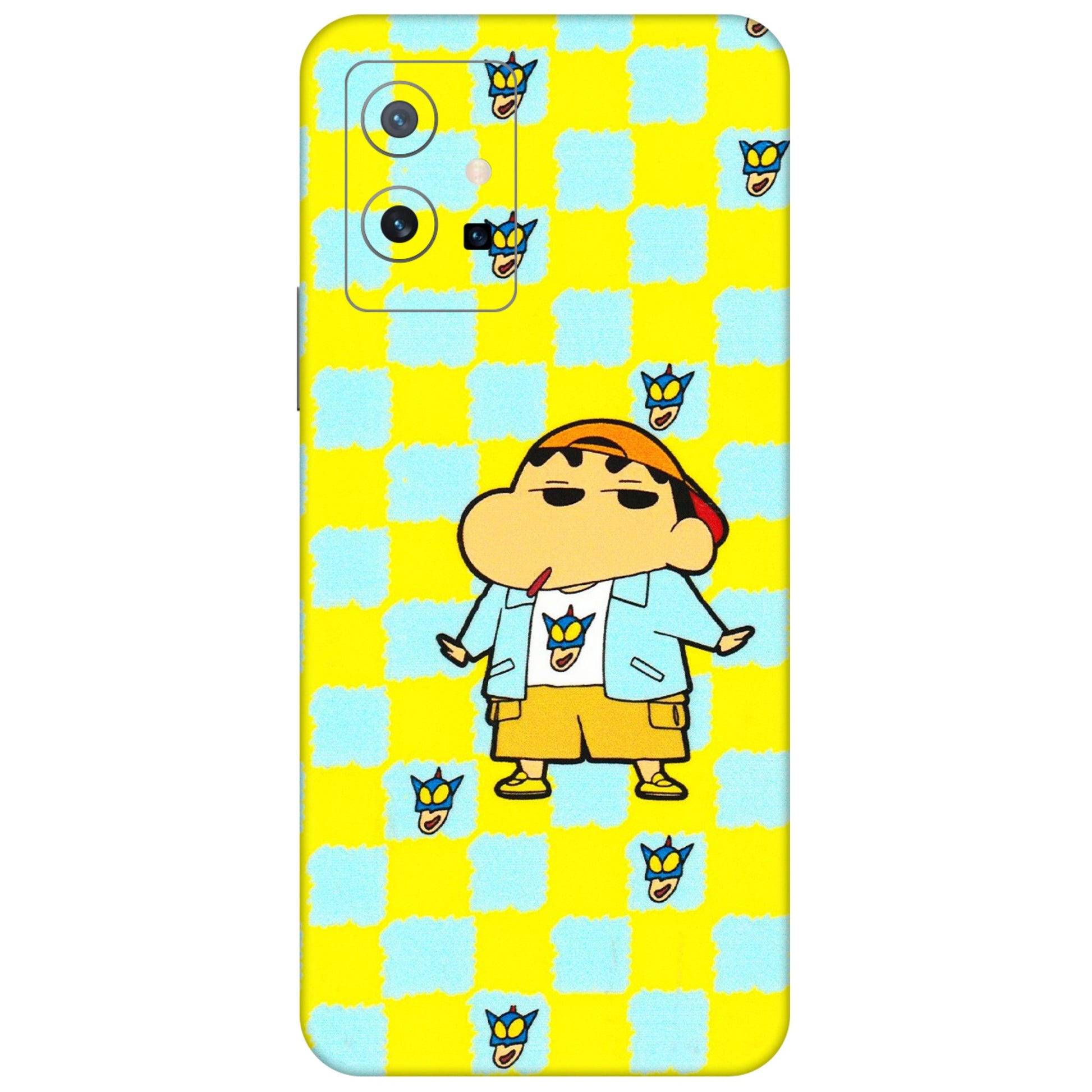 VIVO Y Series Phone Skins (All Models) - Yellow Blue Shinchan Cute - 3D Embossed Finish (L-221) Vivo Y75 (5G)