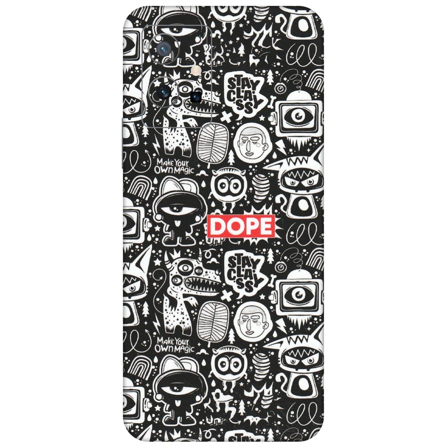 VIVO Y Series Phone Skins (All Models) - Dope Stay Classy Black Doodles - Matte Finish (M-126) Vivo Y75 (5G)