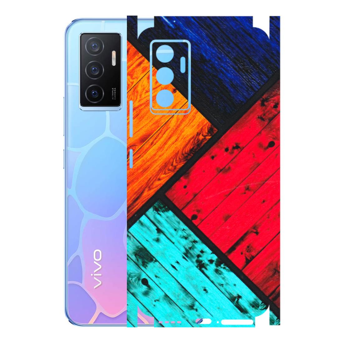 VIVO Y Series Phone Skins (All Models) - Colourful Wood Panels Abstract - 3D Embossed Finish (L-09) Vivo Y75