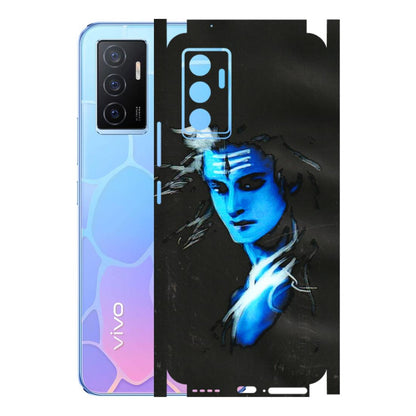 VIVO Y Series Phone Skins (All Models) - Har Har Mahadev Blue/Black - 3D Embossed Finish (L-185) Vivo Y75