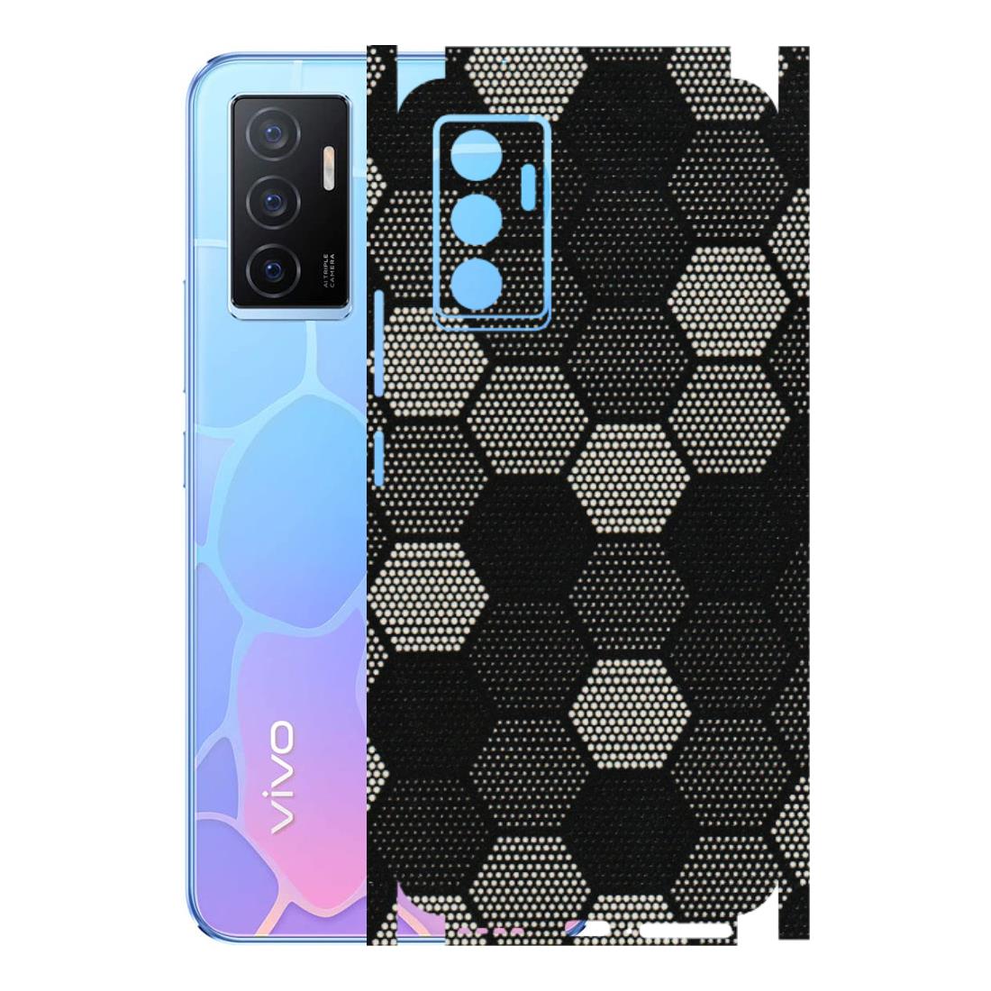 VIVO Y Series Phone Skins (All Models) - Black & White Dotted Honeycomb Texture - 3D Embossed Finish (L-202) Vivo Y75