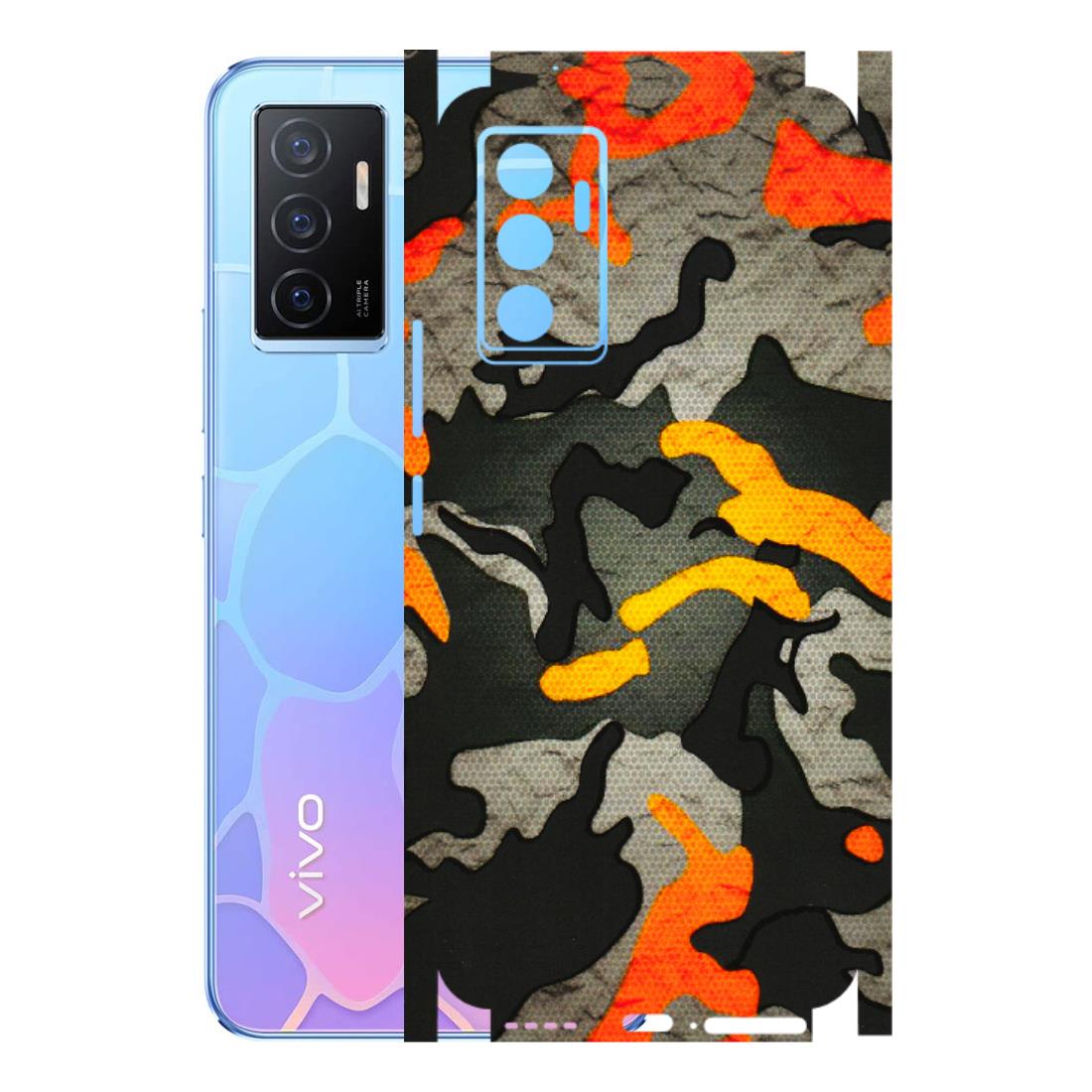 VIVO Y Series Phone Skins (All Models) - Orange Camouflage - 3D Embossed Finish (L-204) Vivo Y75