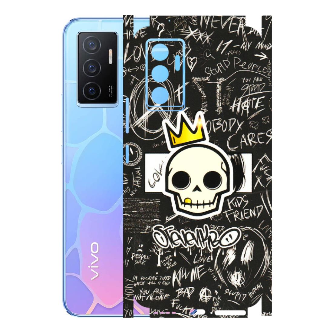 VIVO Y Series Phone Skins (All Models) - Funny Skull Black Chalk Grafitti - 3D Embossed Finish (L-22) Vivo Y75