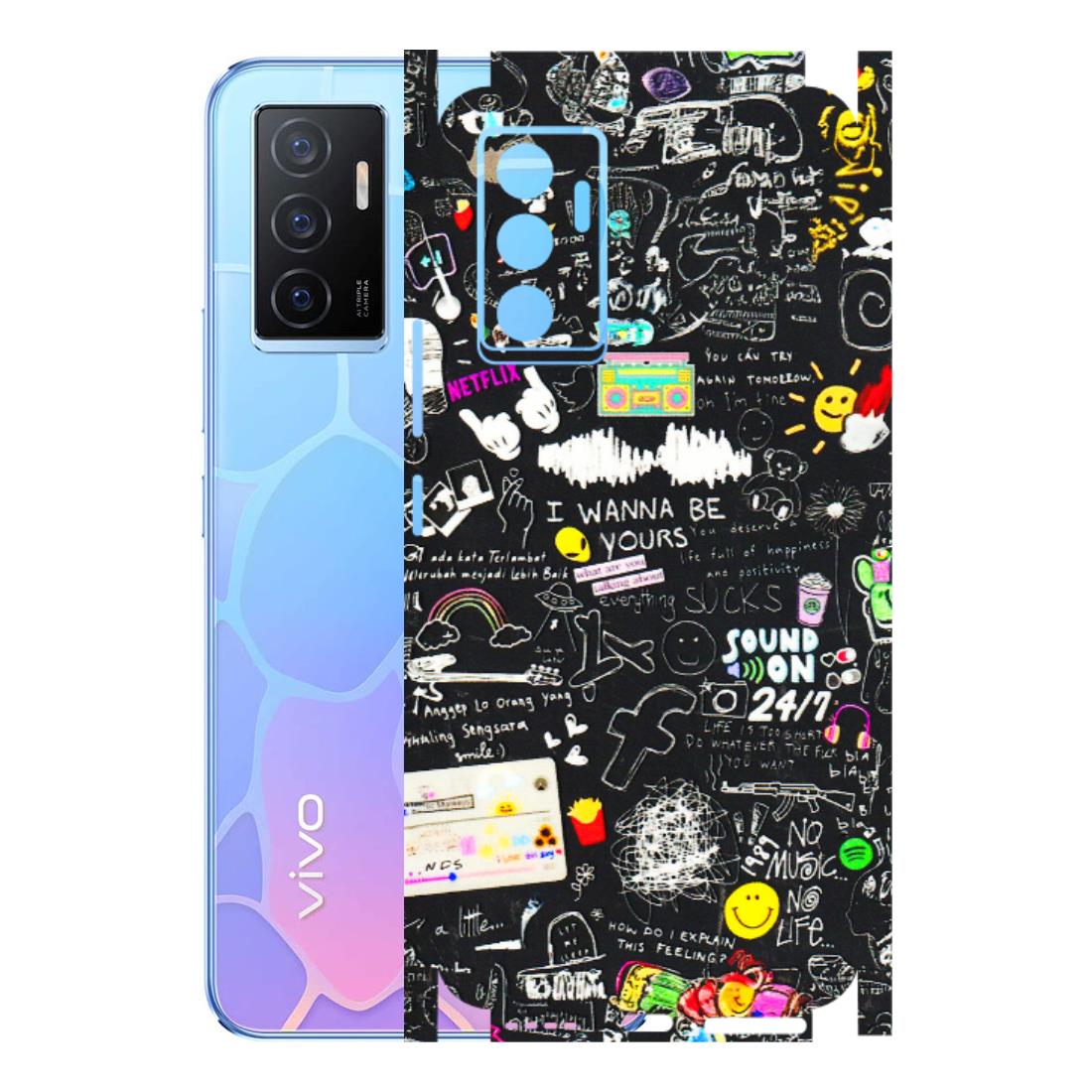 VIVO Y Series Phone Skins (All Models) - Black Creatives Doodles - 3D Embossed Finish (L-311) Vivo Y75
