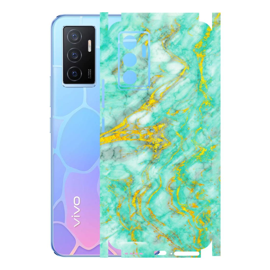 VIVO Y Series Phone Skins (All Models) - Green And Gold Marble Feel - Matte Finish (M-16) Vivo Y75